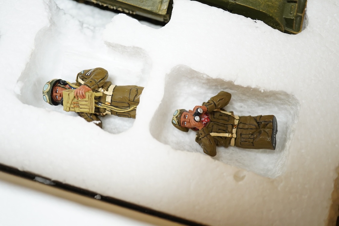 A boxed King & Country First WWII Churchill Tank and two crew (DD51), from the Fighting Vehicles series